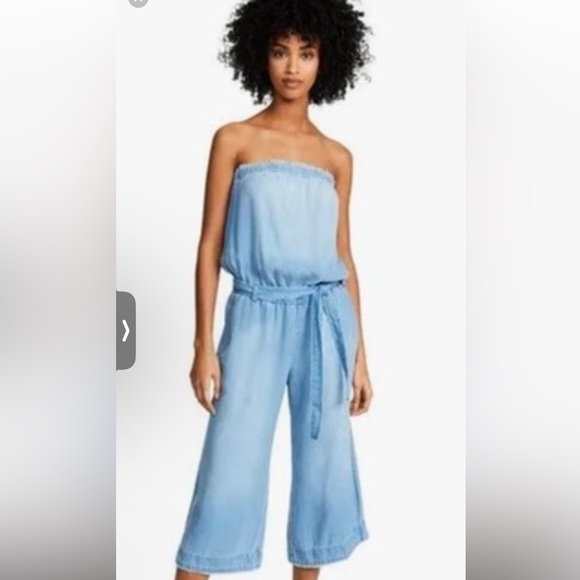 BEAUTIFUL, Bella Dahl chambray strapless jumpsuit with pockets. Like New - Picture 1 of 7